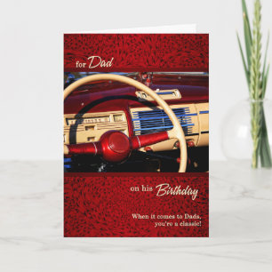 for Dad Red Classic Car Theme  Birthday Card