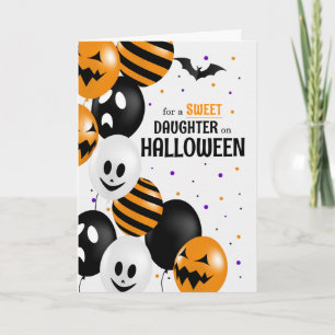 for Daughter Balloons Polka Dots Halloween Card