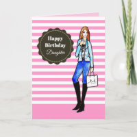 For Daughter on Birthday Girl with Denim Jacket