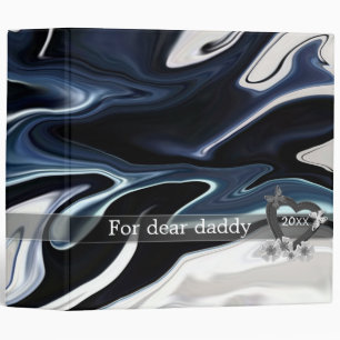 For dear daddy, Marble background, blue and black Binder