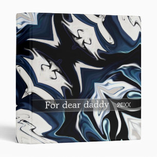 For dear daddy, Marble background, blue and black Binder