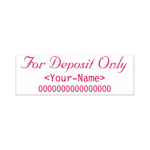 "For Deposit Only" and Custom Name Rubber Stamp
