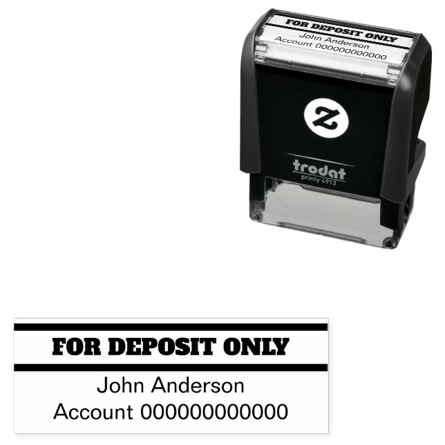 For Deposit Only (Bold) Name Bank Account Number Self-inking Stamp (In Situ)
