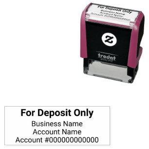 For Deposit Only Business Account Name and Number Self-inking Stamp