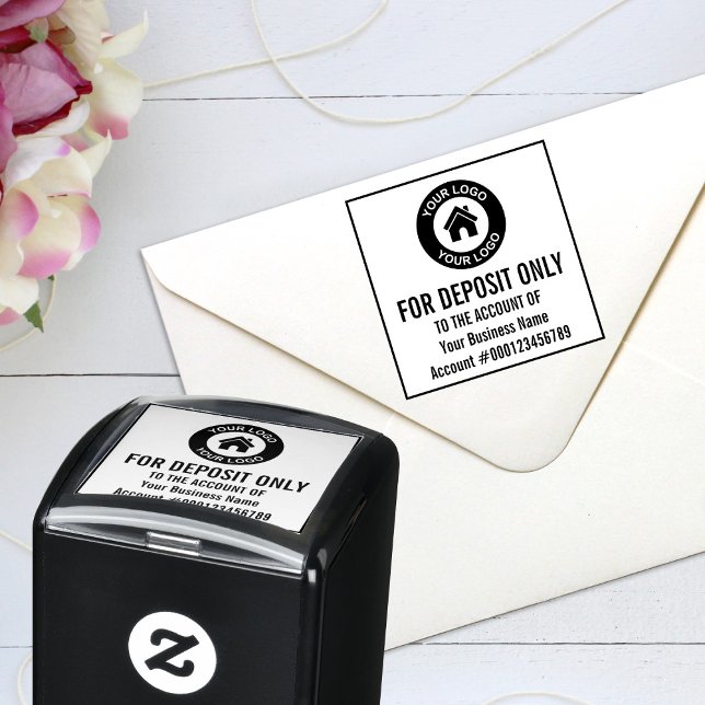 For Deposit Only Company Logo Bank Account Number Self-inking Stamp (Creator Uploaded)