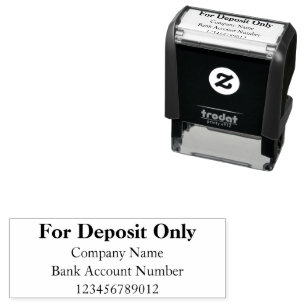 For Deposit Only Company Name Bank Account Number Self-inking Stamp