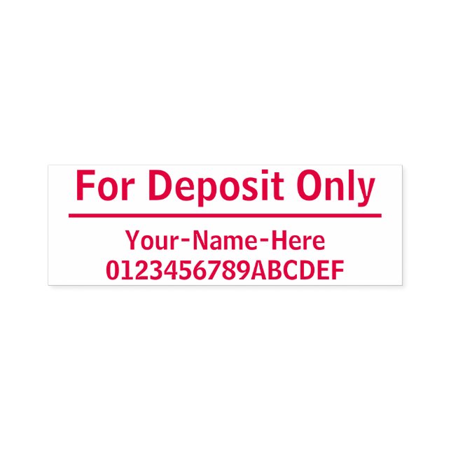 "For Deposit Only" + Custom Name Rubber Stamp (Design)