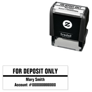 For Deposit Only Customer Name Bank Account Number Self-inking Stamp