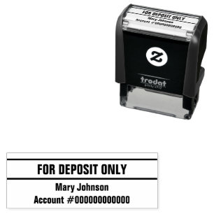 For Deposit Only Customer Name Bank Account Number Self-inking Stamp