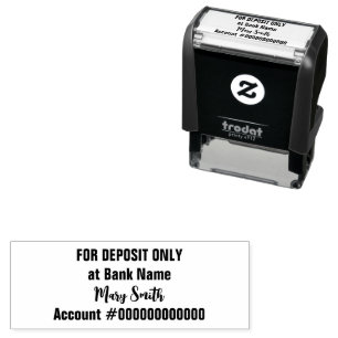 For Deposit Only "Signature" Bank Name Account No. Self-inking Stamp