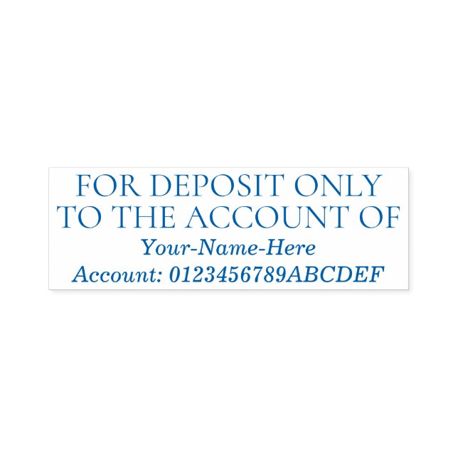 "FOR DEPOSIT ONLY TO THE ACCOUNT OF" Rubber Stamp (Design)