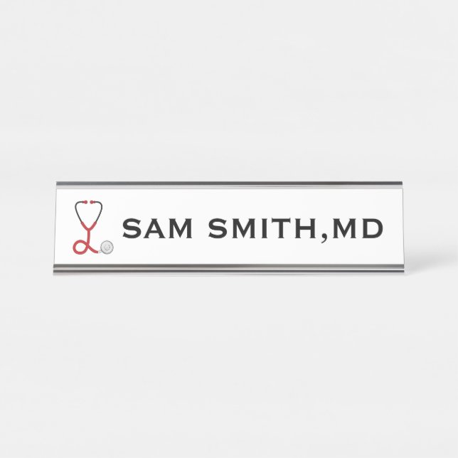 For Doctors and Nurses. Medical Stethoscope. Desk Name Plate (Front)