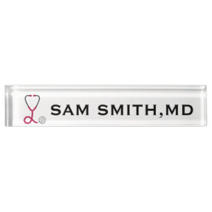 For Doctors and Nurses Pink Medical Stethoscope. Nameplate