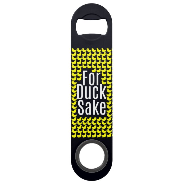"For Duck Sake!" Funny Typography on Yellow Ducks Speed Bottle Opener (Back)