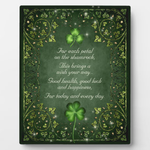 For Each Petal on the Shamrock - Irish Saying Plaque