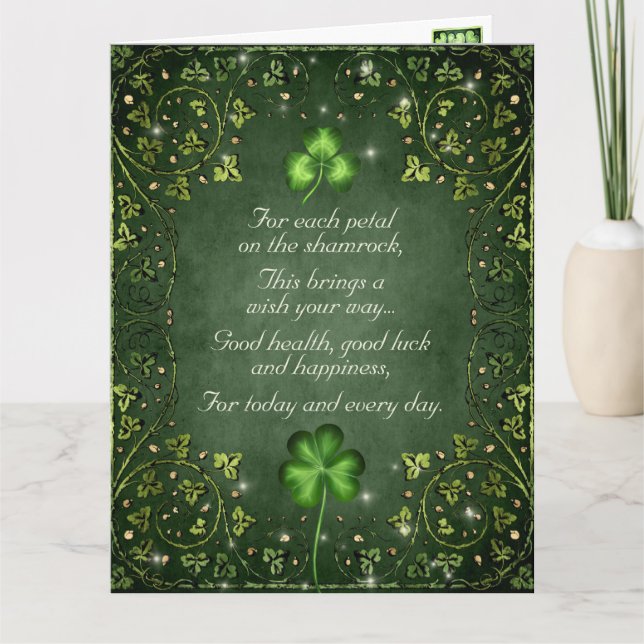 For Each Petal on the Shamrock St Patrick's Day Card (Front)