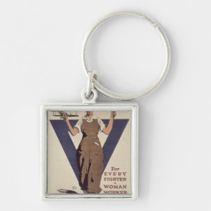 For Every Fighter a Woman Worker Keychain