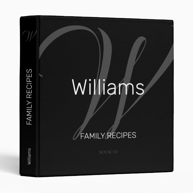 for family subjects, script initial monogram black binder (Front/Spine)