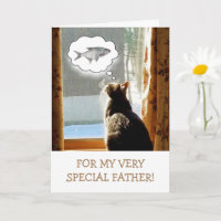 For Father, Cat And Fish Birthday Card
