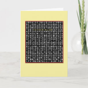 For  father in law, Wordsearch birthday card
