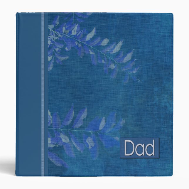For Father on Father's Day. Blue Leaf Pattern Binder (Front)