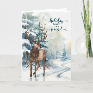 for Friend Reindeer Winter Forest Christmas Holiday Card