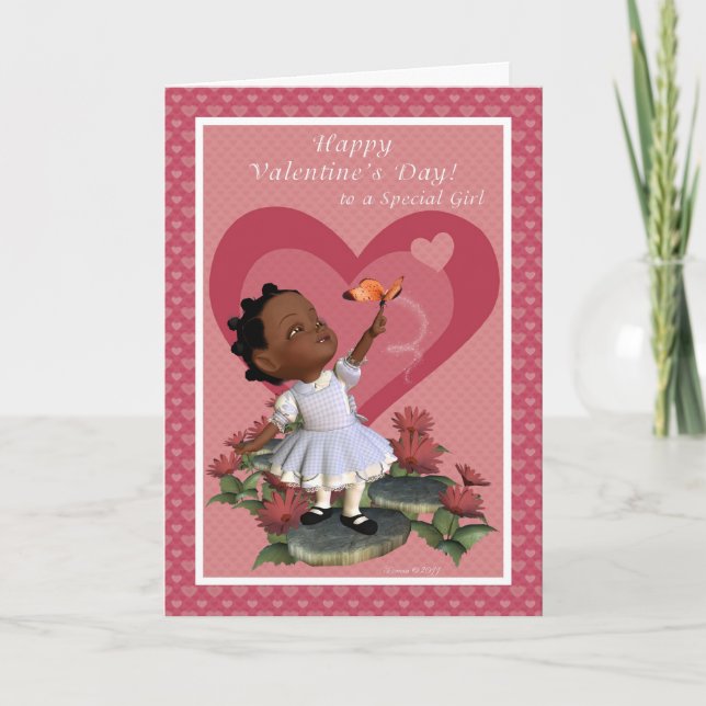 For Girl Butterfly Girl -  Valentine's Day Card (Front)