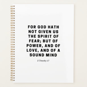 For God Hath Not Given Us    2 Timothy 1:7 Black Planner