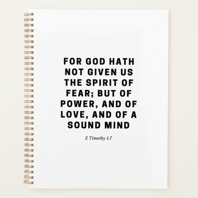 For God Hath Not Given Us  | 2 Timothy 1:7 Black Planner (Front)