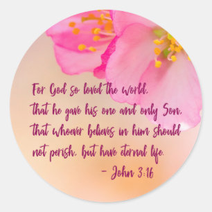 For God So Loved The World Christian Floral Classic Round Sticker