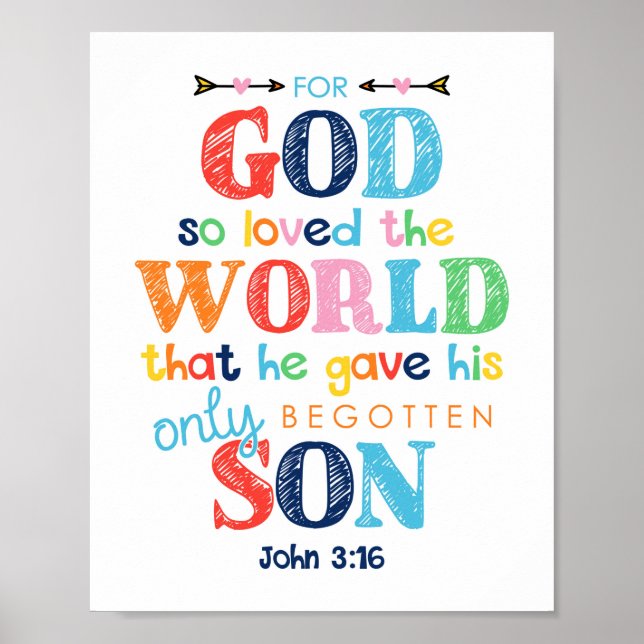 For God So Loved The World Kids Christian Poster (Front)