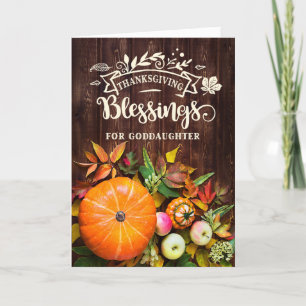 For Goddaughter Thanksgiving Blessings Pumpkins Holiday Card
