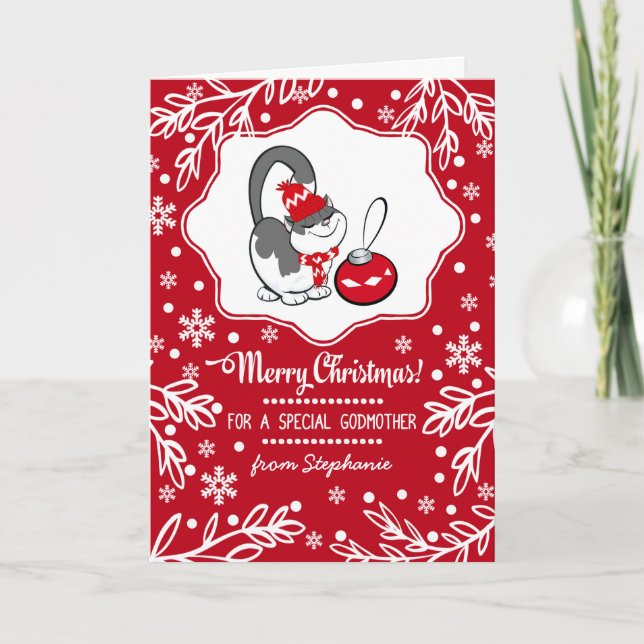 For Godmother at Christmas Custom Holiday Card (Front)