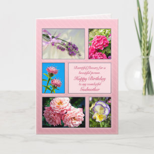 For godmother, beautiful flowers birthday card