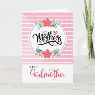 For Godmother on Mother's Day Pink Bontanical Card