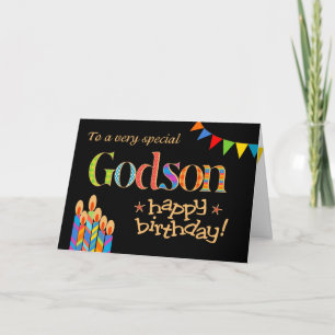 For Godson Chic Candles, Bunting Birthday Card