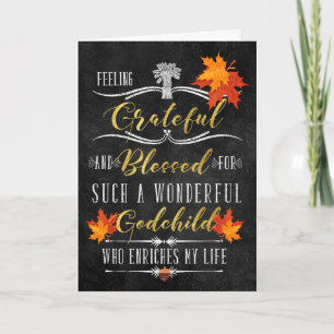 for Godson Thanksgiving Blessings Chalkboard Holiday Card