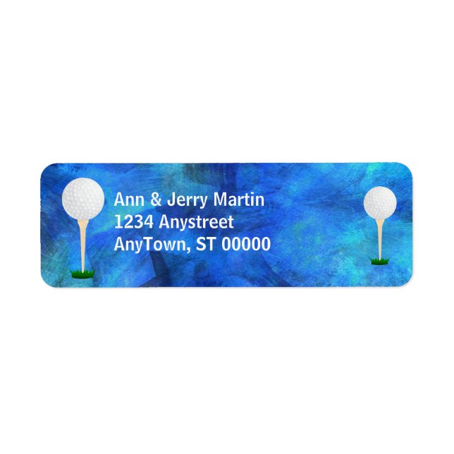  for golfers address label golf balls on blue  (Front)