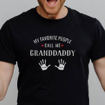 For GrandDad with 2 Grandkids Names Personalized T-Shirt<br><div class="desc">Show your love for your favourite people/grandkids with this one-of-a-kind tshirt! Change the name from granddad to Poppa, Gramps, Pops or whatever your grandkids call you - then add their names to the handprints below. This version has 2 handprints and names - see collection below for designs with more kids'...</div>