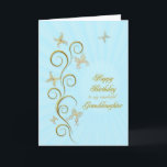 For granddaughter, Birthday golden butterflies Card<br><div class="desc">A floral scroll with stylized flowers and delicate butterflies. A stunning birthday card. See the whole range of cards for ages and relationships in my store.  Golden butterflies made from delicate scroll work flutter around this elegant and beautiful birthday card for your granddaughter</div>