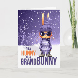 for Granddaughter Purple Christmas Bunny Holiday Card