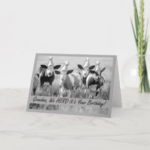 For Grandma Funny Birthday Party Cows Card