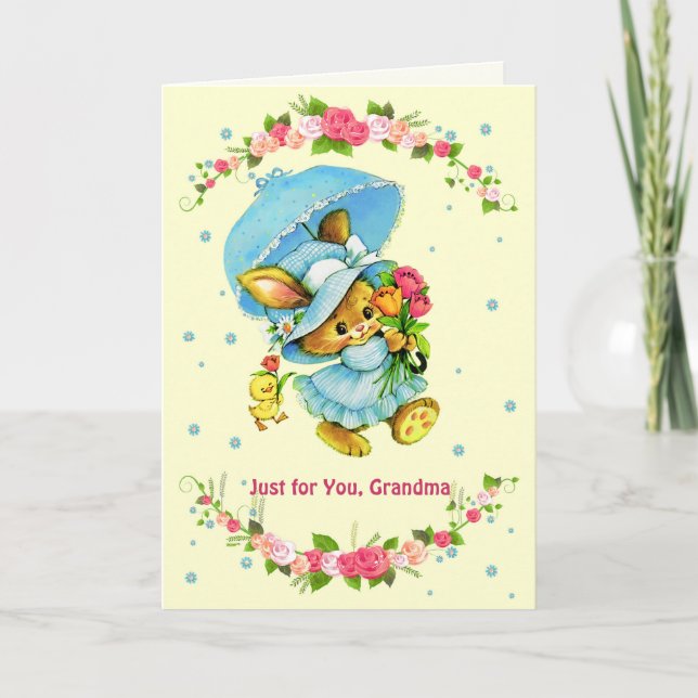 For Grandma on Mother's Day. Sweet Bunny Card (Front)