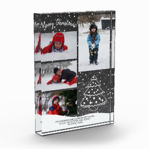 For Grandma Rustic Snow Christmas Tree Photo Block