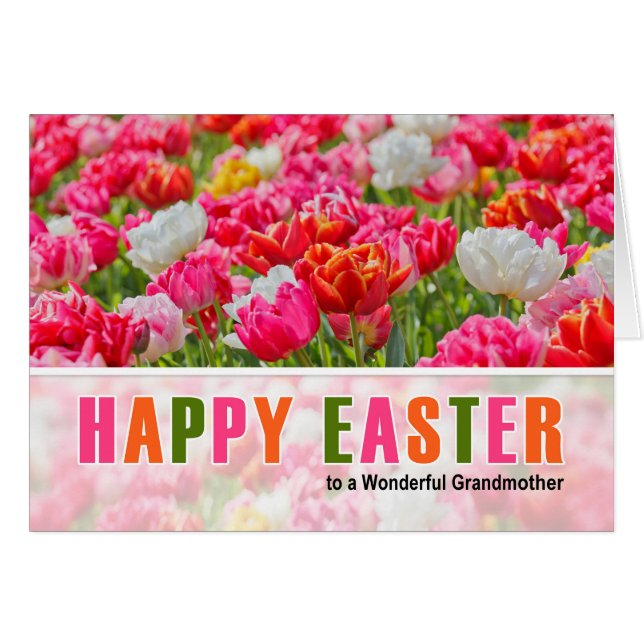 for Grandmother on Easter Pink Tulip Garden (Front Horizontal)