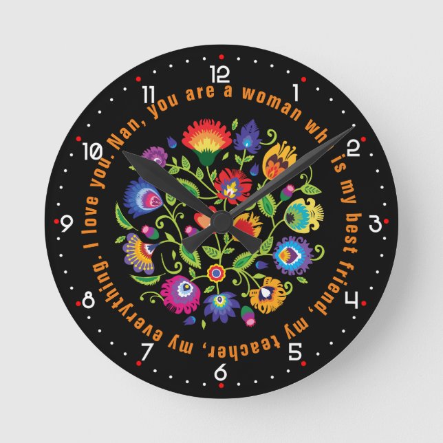 For Grandmother Polish folklore composition  Round Clock (Front)