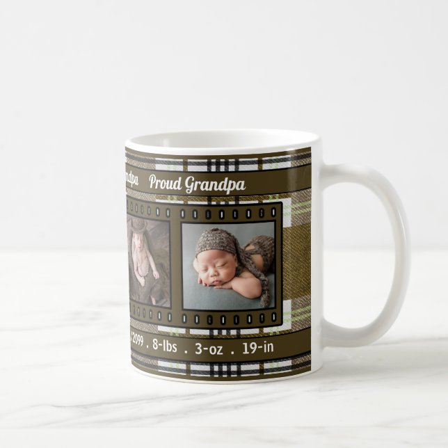 For Grandpa 4 Photo Brown Coffee Mug (Right)