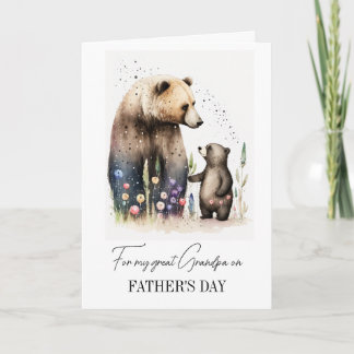 For Grandpa on Father's Day. Watercolor Bears Card
