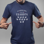 For Grandpa with 11 Grandkids Names Personalized T-Shirt<br><div class="desc">Show your love for your favourite people/grandkids with this one-of-a-kind tshirt! Change the name from grandpa to Poppa, Gramps, Pops or whatever your grandkids call you - then add their names to the handprints below. There are currently 11 handprints and names but if you have fewer grandchildren, just delete the...</div>