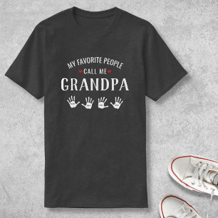 For Grandpa with 4 Grandkids Names Personalized T-Shirt